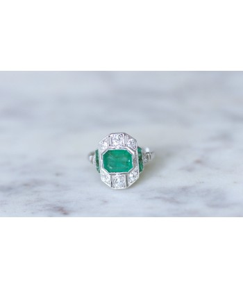 Bague Art Déco émeraude 1,30 Ct et diamants livraison et retour toujours gratuits