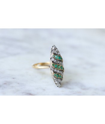 Bague marquise émeraudes et diamants Par le système avancé 