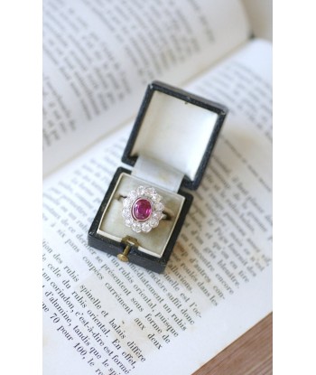 Bague marguerite, rubis Birman non chauffé 1.60 Cts, diamants offre 