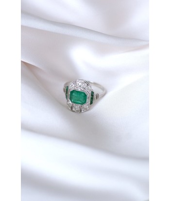 Bague Art Déco émeraude 1,30 Ct et diamants livraison et retour toujours gratuits