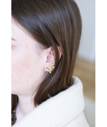 Clips d'oreille plume or jaune et perles JUSQU'A -70%! 