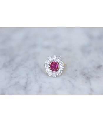 Bague marguerite, rubis Birman non chauffé 1.60 Cts, diamants offre 