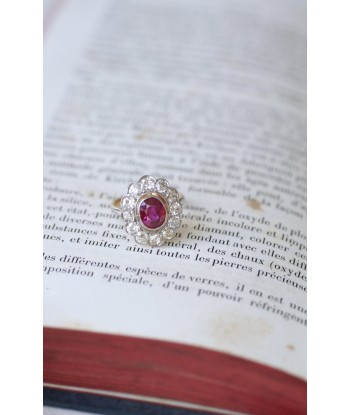 Bague marguerite, rubis Birman non chauffé 1.60 Cts, diamants offre 