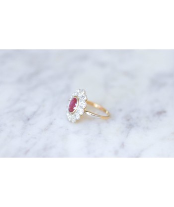 Bague marguerite, rubis Birman non chauffé 1.60 Cts, diamants offre 