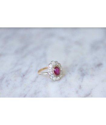 Bague marguerite, rubis Birman non chauffé 1.60 Cts, diamants offre 