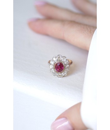 Bague marguerite, rubis Birman non chauffé 1.60 Cts, diamants offre 