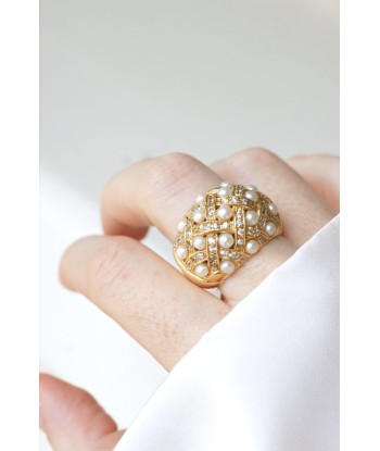 Bague jonc croisillons perles et diamants meilleur choix