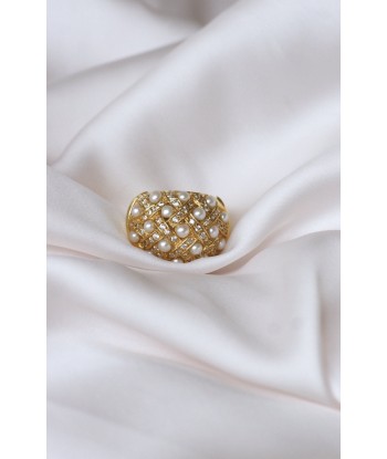 Bague jonc croisillons perles et diamants meilleur choix