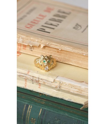 Bague chevalière Lion or jaune et diamant de la marque