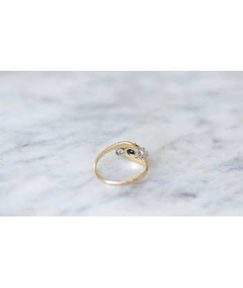 Bague toi et moi saphir, et diamants la colonne vertébrale