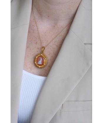 Médaillon camée agate et perles sur or jaune 50-70% off 