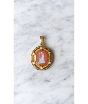 Médaillon camée agate et perles sur or jaune 50-70% off 