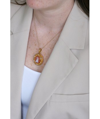 Médaillon camée agate et perles sur or jaune 50-70% off 