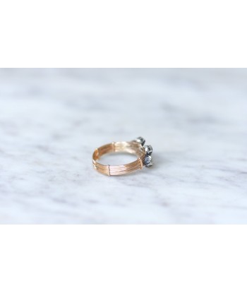 Bague semainier diamants, or rose et argent est présent 