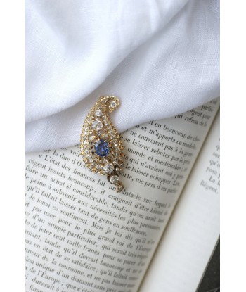 Broche motif cachemire diamants et saphir en ligne des produits 