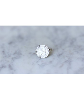 Bague pièce Napoléon 20 cent Francs sur or blanc la colonne vertébrale