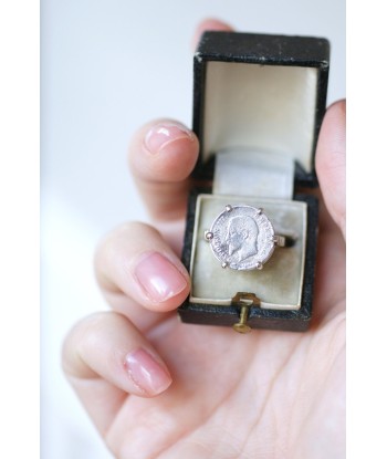 Bague pièce Napoléon 20 cent Francs sur or blanc la colonne vertébrale