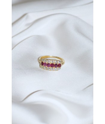 Bague bandeau ancienne rubis et diamants soldes