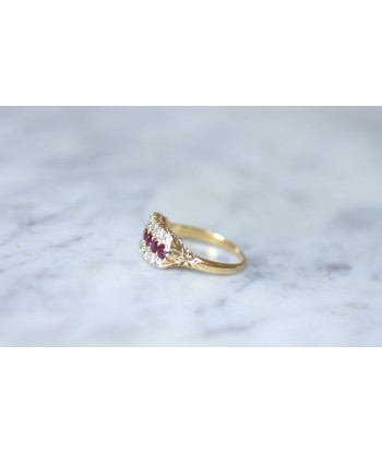 Bague bandeau ancienne rubis et diamants soldes