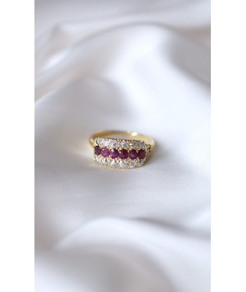 Bague bandeau ancienne rubis et diamants soldes