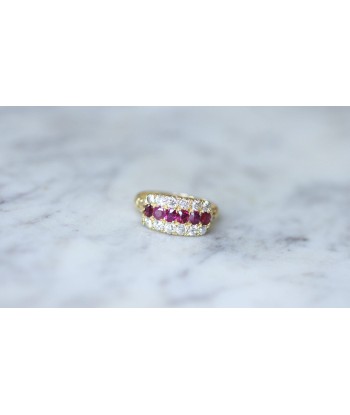 Bague bandeau ancienne rubis et diamants soldes