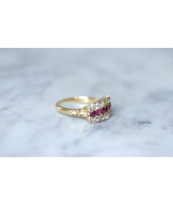 Bague bandeau ancienne rubis et diamants soldes