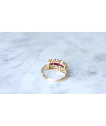 Bague bandeau ancienne rubis et diamants soldes